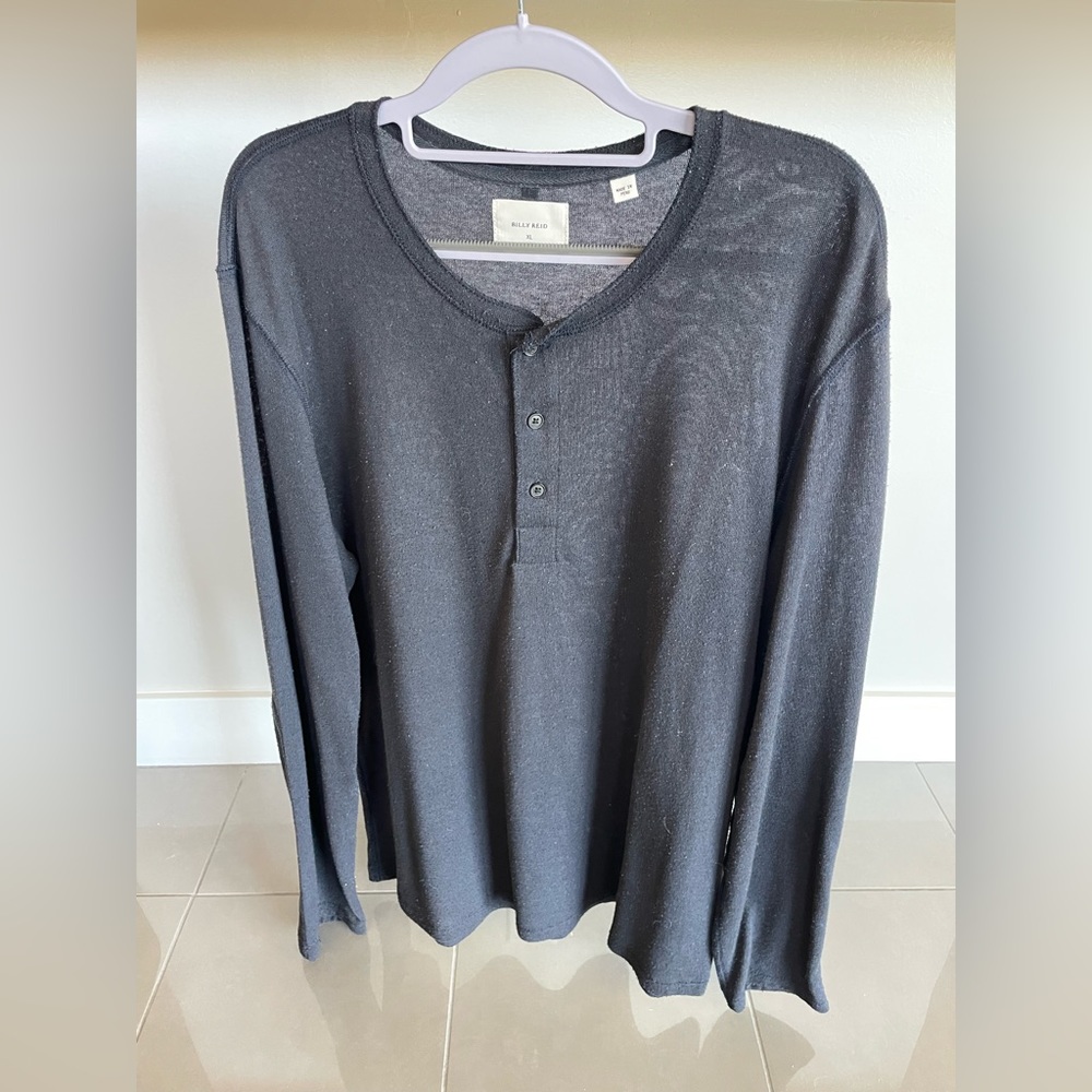 Billy Reid Men’s Long Sleeve Henley Shirt XL
